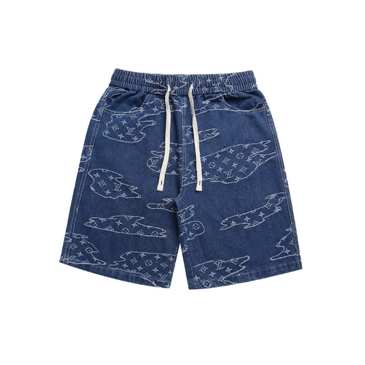 LVC210 New men's summer pure cotton denim style shorts casual shorts clothing