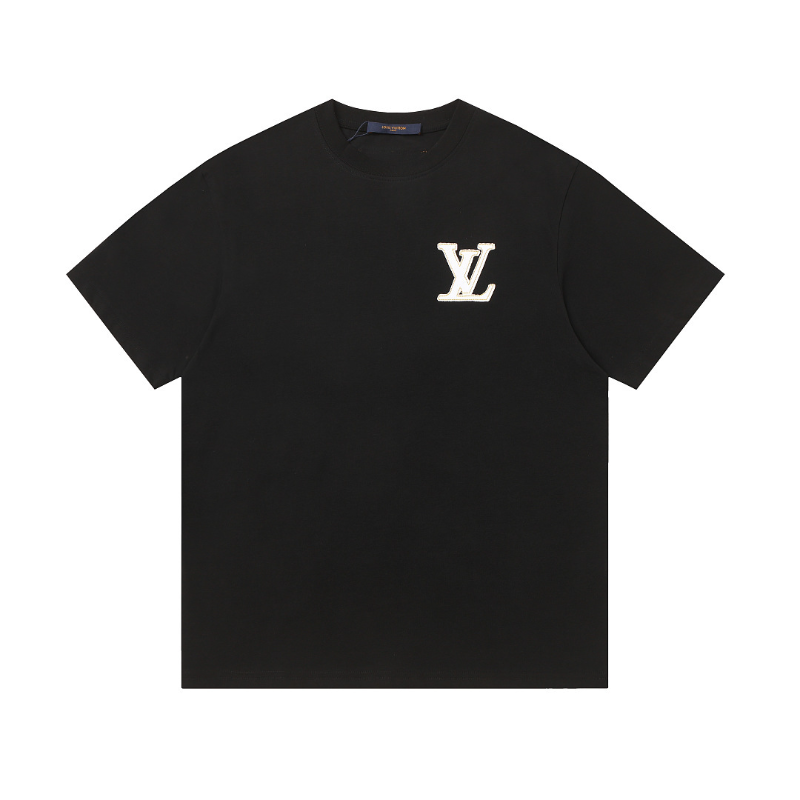 LVC163 High quality men's short sleeved heavy-duty embroidered T-shirt, pure cotton top Clothing