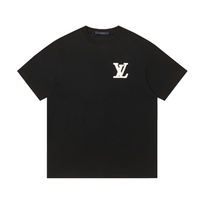 LVC163 High quality men's short sleeved heavy-duty embroidered T-shirt, pure cotton top Clothing