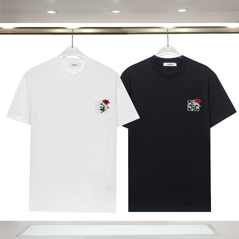 LOC46  New men's and women's summer pure cotton tops with T embroidery clothing