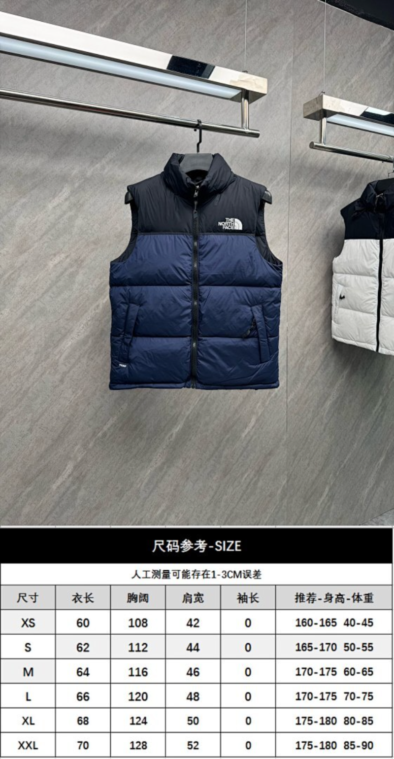 110429  Men's and women's classic high and full embroidered logo down vest clothes on the north side