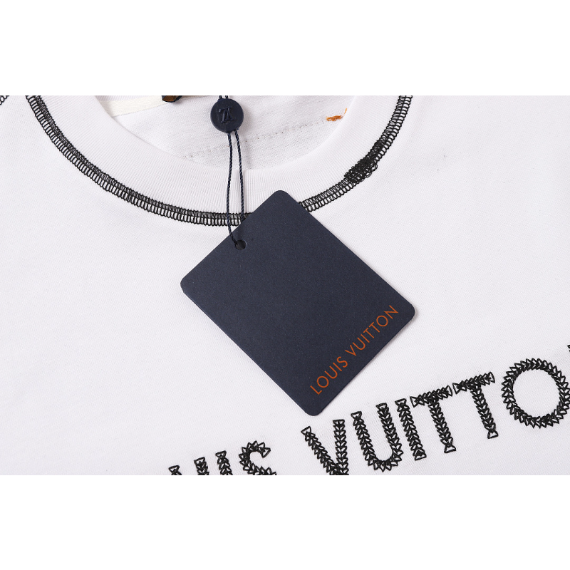 LVC165 High quality men's short sleeved heavy-duty embroidered T-shirt, pure cotton top Clothing