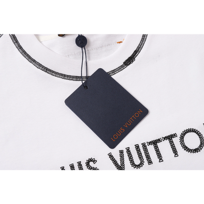 LVC165 High quality men's short sleeved heavy-duty embroidered T-shirt, pure cotton top Clothing