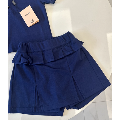 TMIUC3 New girls' summer cotton collar top+cotton shorts set