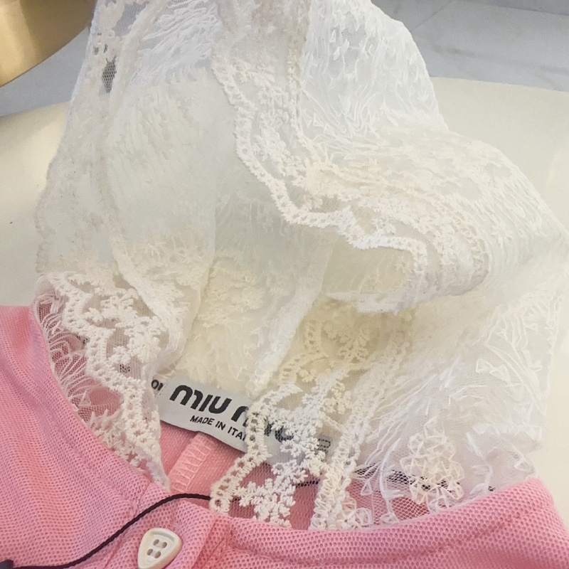 TMIUC1 New girls' summer cotton collar top+cotton shorts set Clothing