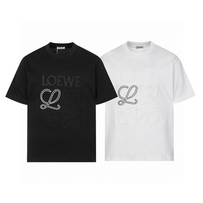 LOC42  High quality men's and women's pure cotton summer short sleeved T-shirt embroidered clothing