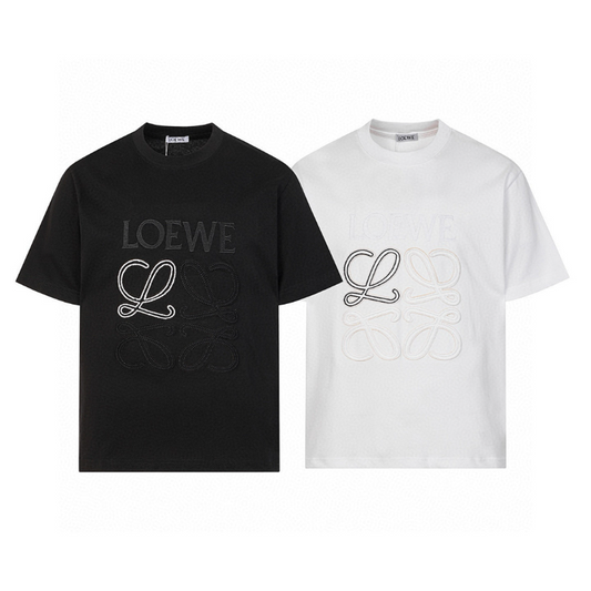 LOC42  High quality men's and women's pure cotton summer short sleeved T-shirt embroidered clothing