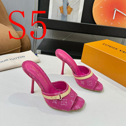SHLS19 Women slipper 5.5CM 9.5CM high heels Shoes 35-43 with box