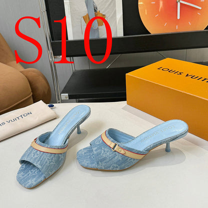 SHLS19 Women slipper 5.5CM 9.5CM high heels Shoes 35-43 with box