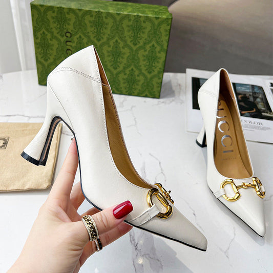 SHGS8 Leather 8.5CM Heel Women 35-42 shoes With box