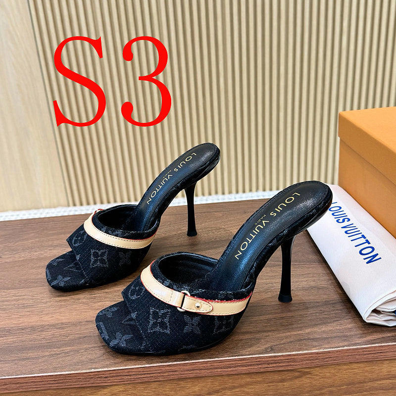 SHLS19 Women slipper 5.5CM 9.5CM high heels Shoes 35-43 with box