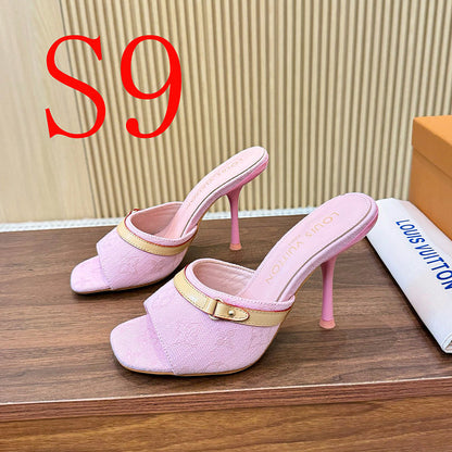 SHLS19 Women slipper 5.5CM 9.5CM high heels Shoes 35-43 with box
