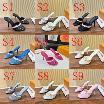 SHLS19 Women slipper 5.5CM 9.5CM high heels Shoes 35-43 with box