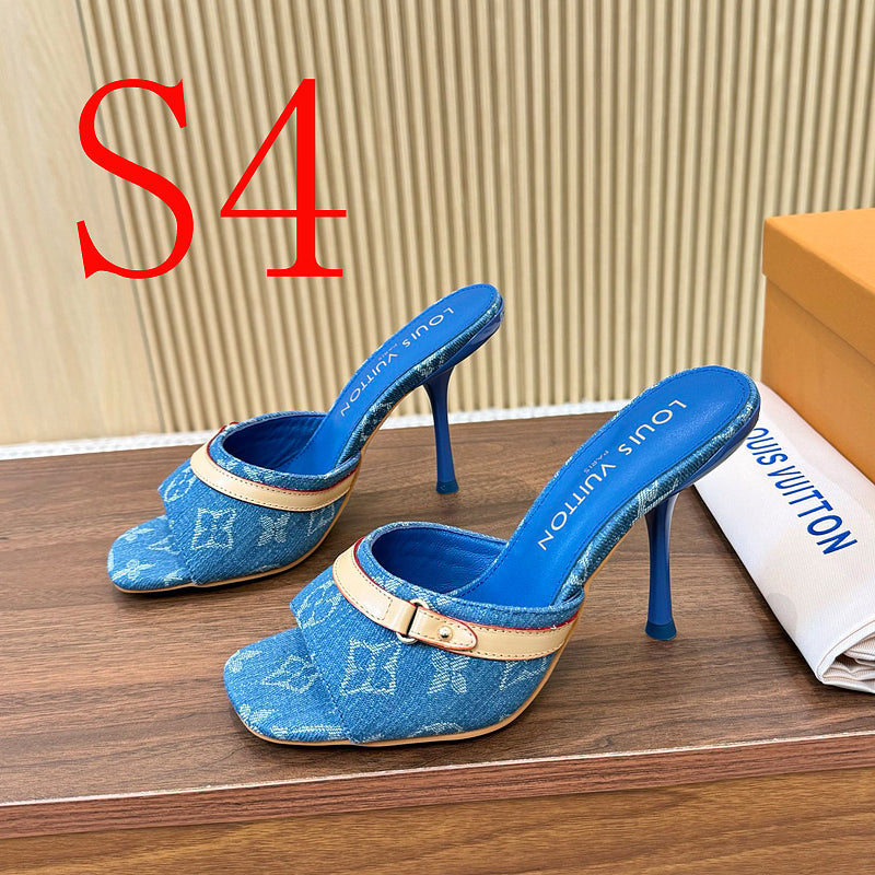 SHLS19 Women slipper 5.5CM 9.5CM high heels Shoes 35-43 with box
