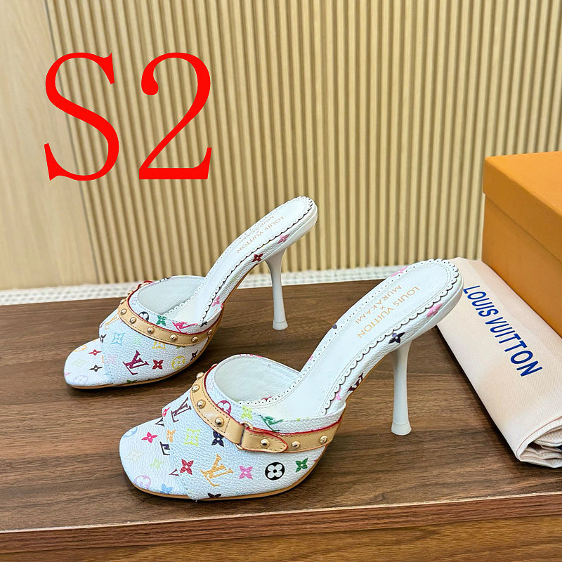 SHLS19 Women slipper 5.5CM 9.5CM high heels Shoes 35-43 with box